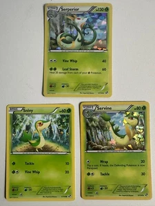 Pokémon Set Serperior 5/114 & Servine 3/114 & Snivy 1/114 Black & White Holo - Picture 1 of 8
