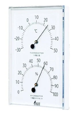 SHINWA Sokutei Thermo-Hygrometer Square Type W-1 White 70510 Wall-Mounted/Thin - Image 1 of 3