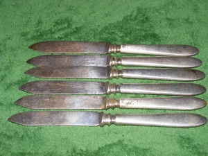 6 Matching 1847 Rogers Bros Plain Silverplate Fruit Knives - Bild 1 von 6