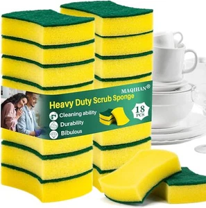 18PCS Heavy Duty Scrub Sponge - Dish Scrubber Sponge Non Scratch Double Sided Re - Picture 1 of 7