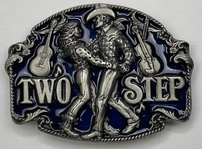 De colección Dos Pasos Hebilla de Cinturón 1994 Siskiyou Buckle Co #N-7 Vaquero Western Azul Oscuro Foto 1 de 4
