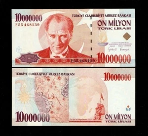 Turkey 10000000 LIRA 10 MILLION Turkish P-214 1970 (1999) SHIP UNC 1513 Map NOTE - Picture 1 of 3