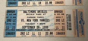 New York Yankees Orioles Camden Yards MLB Ticket Stub Martinez Minor HR 1999 - Picture 1 of 2