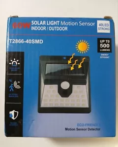 Solar Light Motion Sensor Detector Indoor/Outdoor 60W 40 LED - Picture 1 of 5
