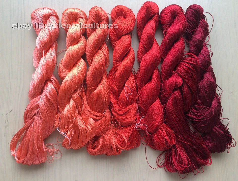7bundle 100%real natural mulberry silk,hand-dyed su embroidery silk floss/thread - Image 1 of 4