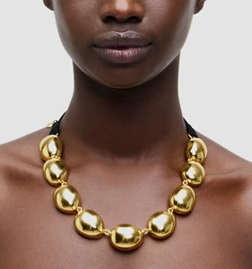 Collana donna J.Crew con nastro ovale placcato oro nuova con etichetta $78 - Foto 1 di 6