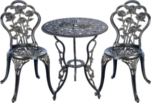 C/G 3 Piece Bistro Set, Outdoor Patio Table, Anti-Rust Cast Aluminum for Front P - Picture 1 of 12