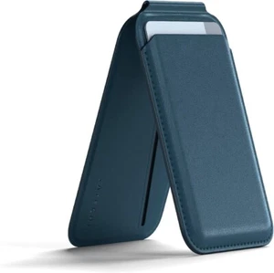 Satechi blue Vegan Leather Magsafe Wallet flap Stand for apple iPhone 5 cards - Picture 1 of 7