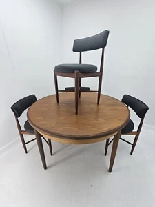 *Restored*Vintage Retro G Plan Fresco Dining Table &4 Black Vinyl Chairs danish - Picture 1 of 9