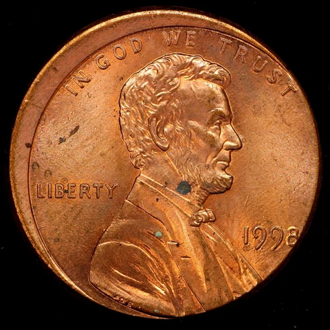 1998 Major Misaligned Obverse Die US Mint Error Coin Lincoln Memorial Cent Cover