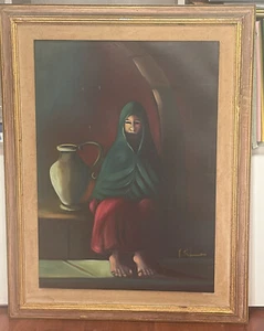 Gemälde Öl Auf Tela-Mario Prefumo-Pittore Sardo-Cornice Legno-Donna Barfuß - Bild 1 von 6