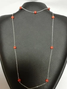 Vintage Set Necklace and Bracelete Graduated Deep Orange-Red Coral 5.7mm to 6.1 - Picture 1 of 11