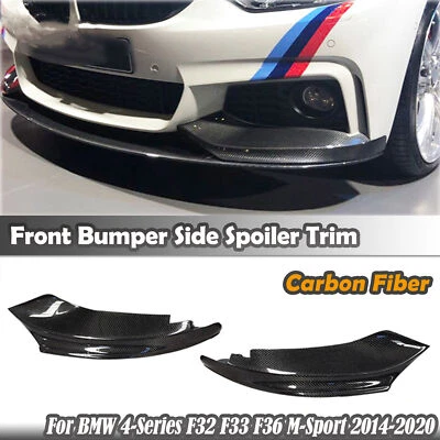 Divisores de labios de parachoques delantero de fibra de carbono para BMW F32 F33 F36 435i M Sport 2014-20 Foto 1 de 4