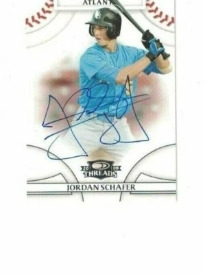 JORDAN SCHAFER SIGNED IP 2008 THREADS DONRUSS PLAYOFF 53 ATLANTA BRAVES AUTO - Image 1 of 2
