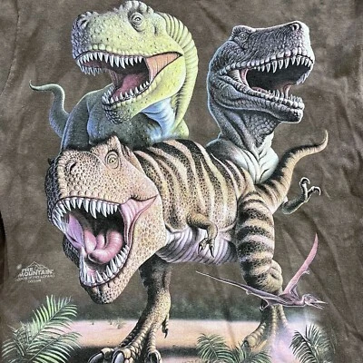 2009 ~ THE MOUNTAIN ~ ROARING DINOSAURS ~ Large Brown Youth Jerry Lofaro T-Shirt - Image 1 of 4