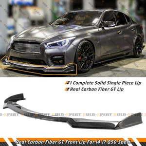 DIVISOR DE LABIOS PARACHOQUES DELANTERO DE FIBRA DE CARBONO REAL PARA 2014-17 INFINITI Q50S SPORT - Imagen 1 de 5