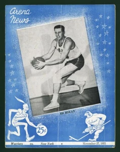 11/27/1951 NEW YORK KNICKS PHILADELPHIA WARRIORS PROGRAM AL MCGUIRE NAT CLIFTON - Picture 1 of 2