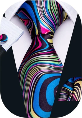 Clásico Para Hombre Corbata de Seda Bolsillo Cuadrado Gemelos Conjunto Tejido Diseñador Boda Foto 1 de 4