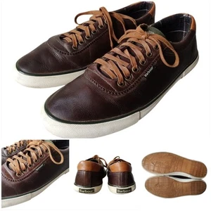 Barbour Brown Leather Country Shoes / Trainers Mens Size Uk 8, Logo On Bottom. - Picture 1 of 21