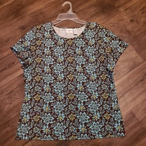 Blusa camisa pulóver para mujer Covington azul marrón talla XL 18 - Imagen 1 de 4