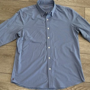Rhone Commuter Anzughemd Herren Large dunkelblau Gingham Karo Stretchstoff - Bild 1 von 7