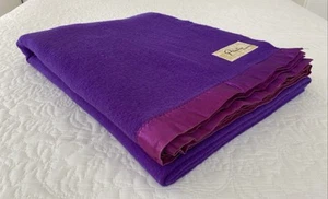 Vintage Onehunga Princess Purple Pure NZ Wool Blanket Single 230cm x 175cm - Picture 1 of 22