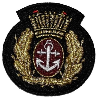 Gold Olive Branch  Crown Marine Sailor Badge DIY Applique Embroidered Sew Iron  - Image 1 of 2