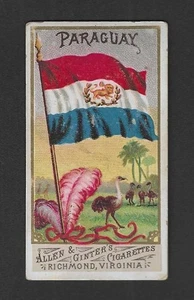 Tarjeta de tabaco Allen & Ginter N9 de la década de 1880 - Serie Banderas de todas las Naciones - Paraguay - Imagen 1 de 2