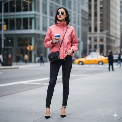 Armani Collezioni Pink Salmon Windbreaker Lightweight Jacket Sz 10 City Gorpcore - Image 1 of 4