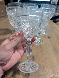 Juego de 6 copas de vino con copa de agua vintage de diamante y ventilador - Imagen 1 de 5