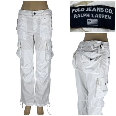 Polo Jeans Co Ralph Lauren Womens 8 Cargo Pants Pocket White Y2K Vintage Cotton - Image 1 of 4
