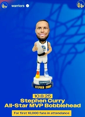Stephen Curry 2025 All Star MVP Bobblehead SGA NIB 10.8.25 bobble Golden State - Image 1 of 4
