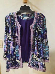 Joan Rivers Morrocan Flair Strickjacke gefüttert mit 3/4 Ärmeln weich Übergröße 2x - Bild 1 von 12
