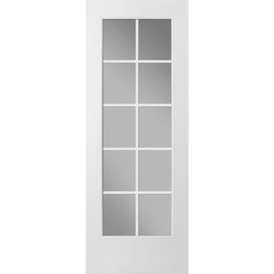 LuxDoors 10-Lite Design [36" x 80"] French Patio Primed White Front Entry Door - Image 1 of 4