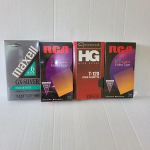 Juego de 4 Sellados T-120 6hr VHS RCA Maxell Garrad - Imagen 1 de 2