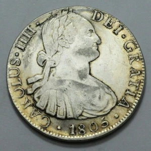 1805 MoTH MEXICO 8 REALES OLD SPANISH COLONIAL REAL EXCELLENT DETAILS ULTRA RARE - Picture 1 of 7