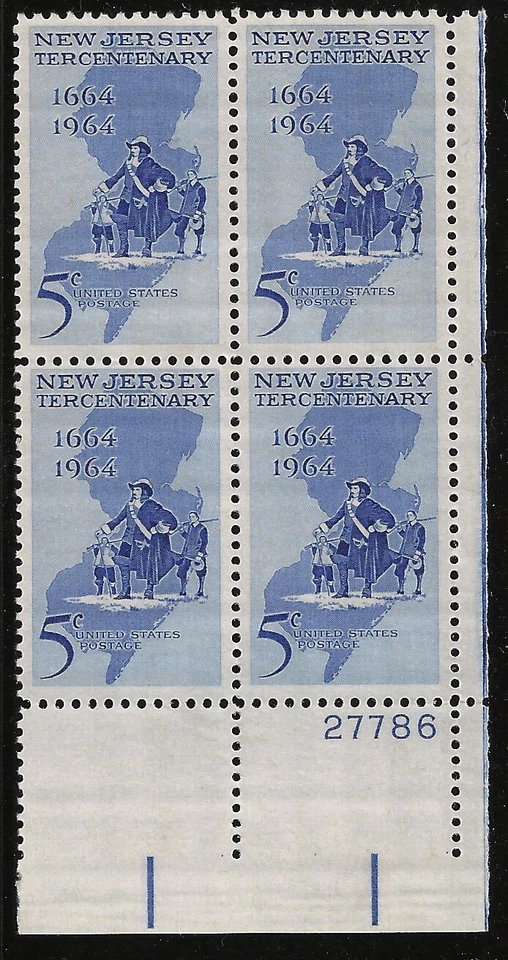 US Scott #1247, Plate Block #27786 1964 New Jersey 5c FVF MNH Lower Right - Image 1 of 1