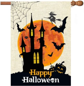 Autumn Scary Halloween Burlap Welcome Garden Flag Double Sided 28X 40 Inch,Fa... - Picture 1 of 1