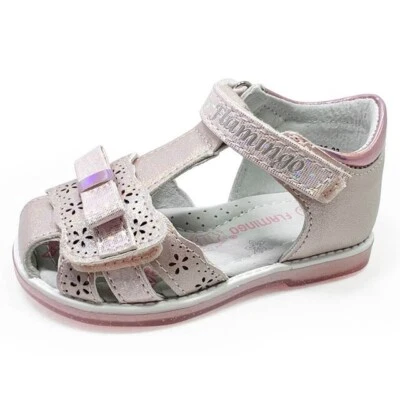 FLAMINGO  Sandals for Girls Hook& Loop Flat Arched Design Casual EU 26/ 9.5 size - Image 1 of 4