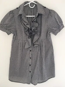 Women's Size XS S 0 2 Multicolor Plaid Collar Ruffled Short Sleeve Button Up Top - Picture 1 of 12
