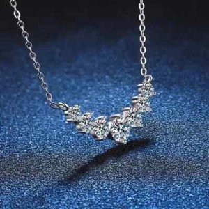 2.30 Ct Real Moissanite Women's Pendant Necklace 14k White Gold Plated Silver - Picture 1 of 4