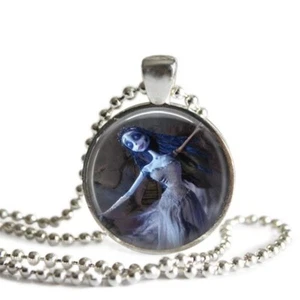 Corpse Bride Emily Dancing 1 Inch Silver Plated Pendant Necklace Handmade - Picture 1 of 5