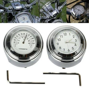 7/8" 1" Motorrad Lenkeruhr Thermometer Motorraduhr Uhren Wasserdicht Universal. - Picture 1 of 9