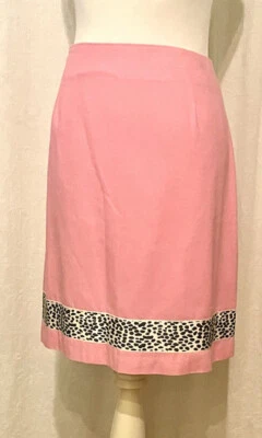 Skirtin Around New Canaan CT Pink Skirt Leopard Trim sz 10 - Image 1 of 4