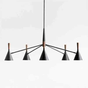 1950's Mid Century Modern Brass Round 5 Light Chandelier Sputnik Italian Ceiling - Picture 1 of 5