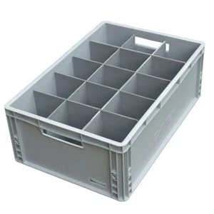 Beer Pint Glass Storage Crate Container - Euro Crate - 15 Cells - 2 Height Sizes - Picture 1 of 14