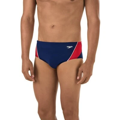 Traje de baño Speedo Launch Splice Endurance Brief azul marino/rojo/blanco para hombre talla 26 1065 Foto 1 de 2