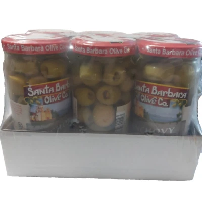 Santa Barbara Anchovy Stuffed Olives 5 Ounce Jars  (Pack of 6) - Image 1 of 3