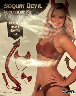 KANGAROO 红色亮片魔鬼配件套件万圣节成人均码喇叭弓尾 — 第 1/4 张图片