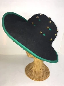 Oscar Dela Renta military fancy green black gold studded party hat vintage - Picture 1 of 13